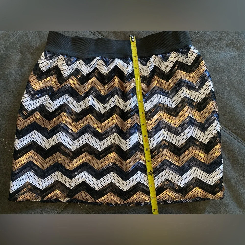 Chevron Sequin Skirt - Black, Gold, Silver medium